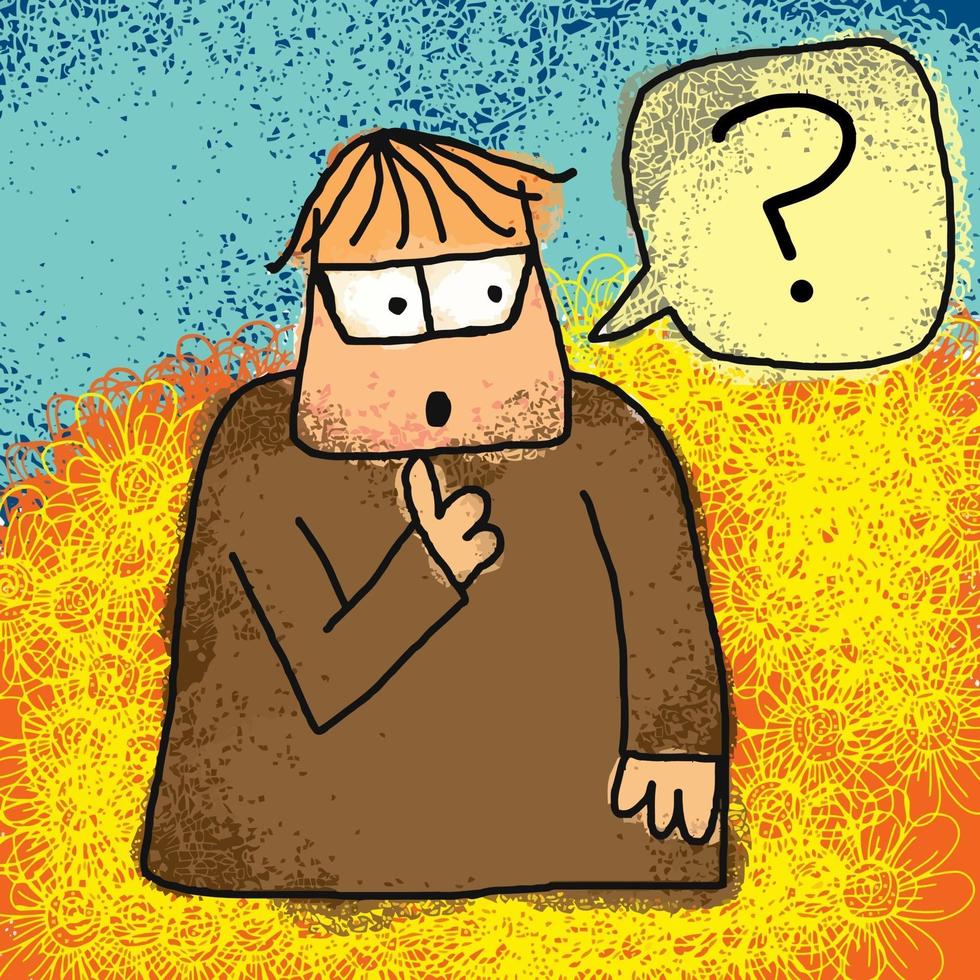 Funny Doodle Question Man vector