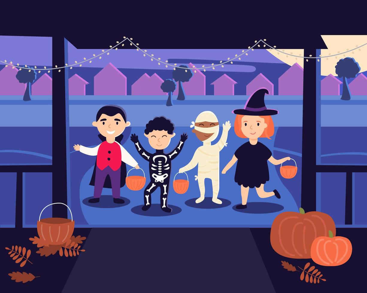 Halloween. children in costume vector