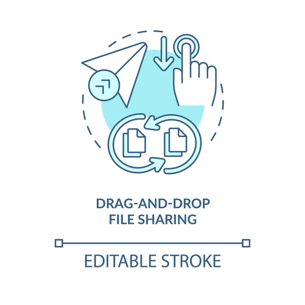 Drag and drop file sharing blue concept icon vector