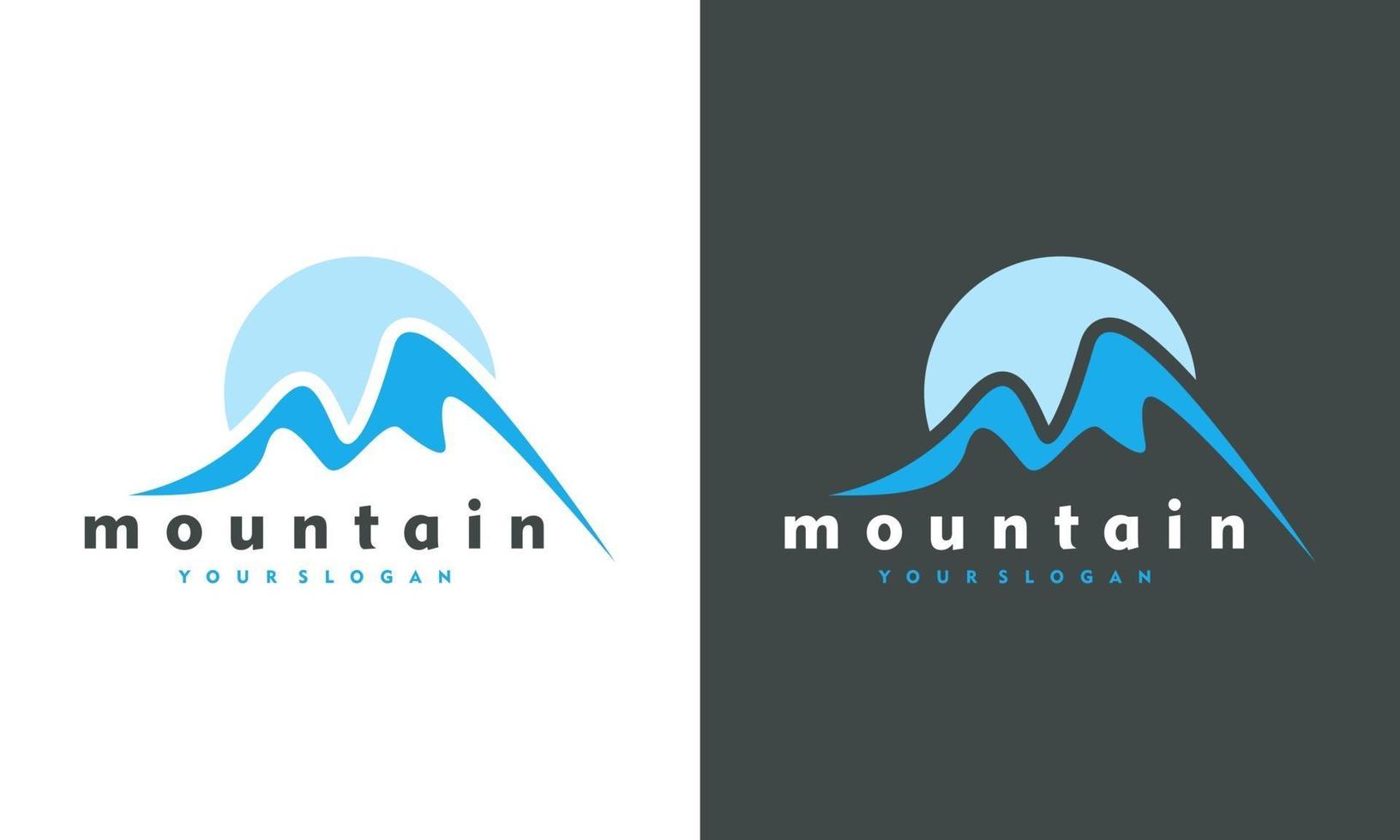 paisaje minimalista colinas picos de montaña vector logo design