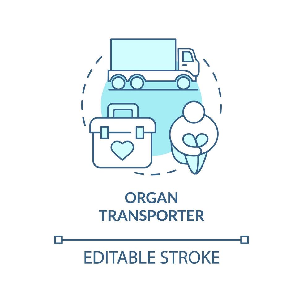 Icono de concepto azul transportador de órganos vector