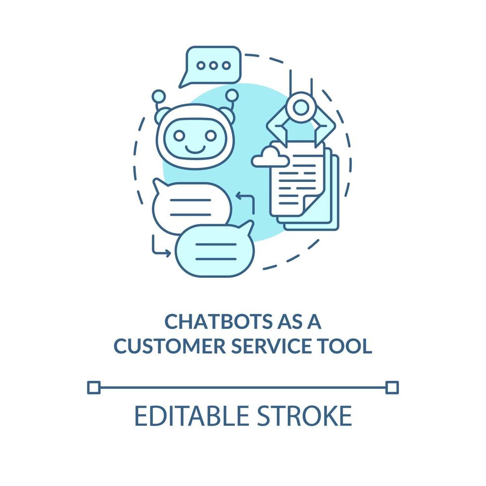 chatbot como herramienta de servicio al cliente concepto icono azul vector