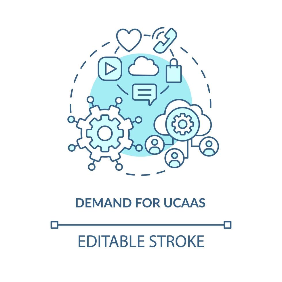 Demand for UCaaS blue concept icon vector