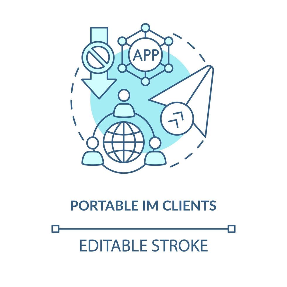 portátil im cliente concepto azul icono vector