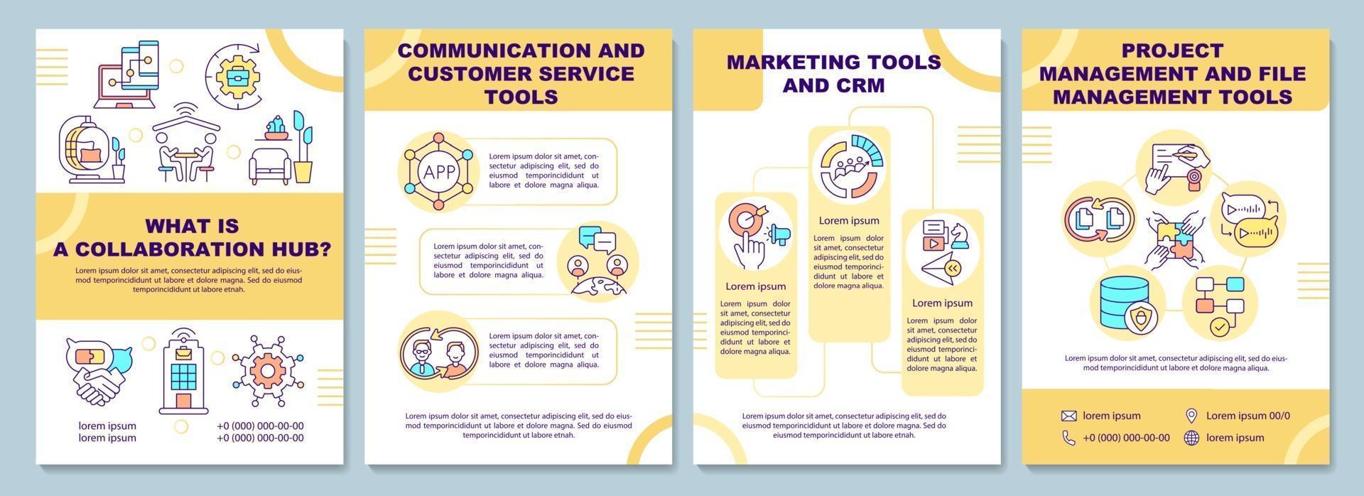 Collaboration hub brochure template vector