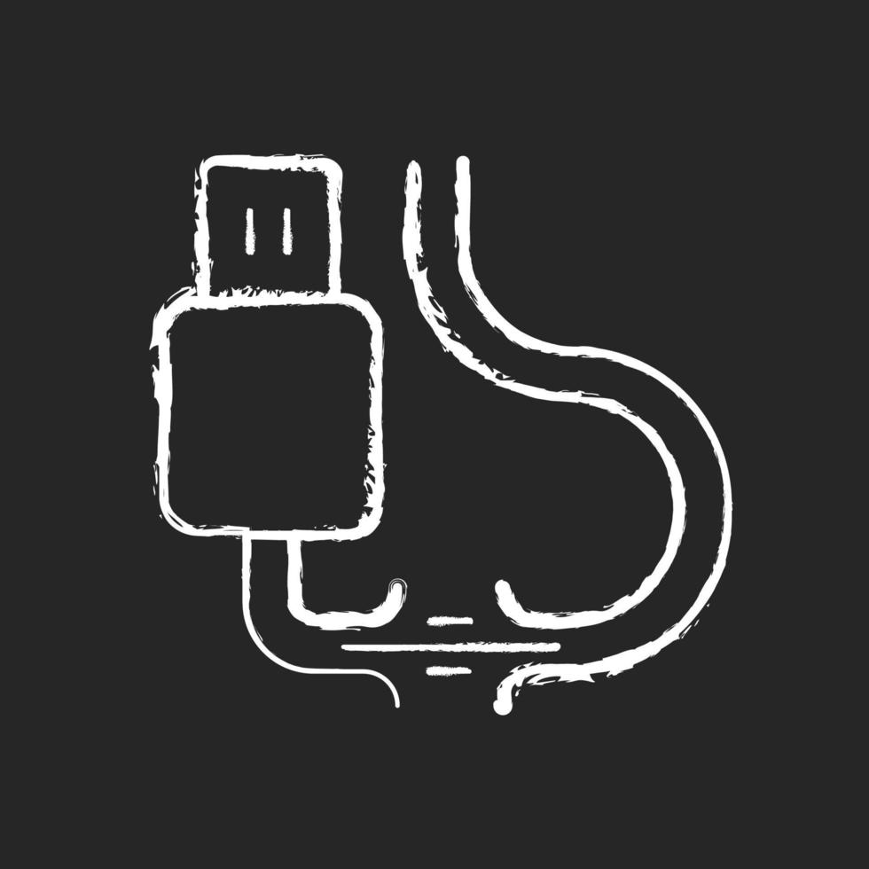 Torn cable chalk white icon on dark background vector