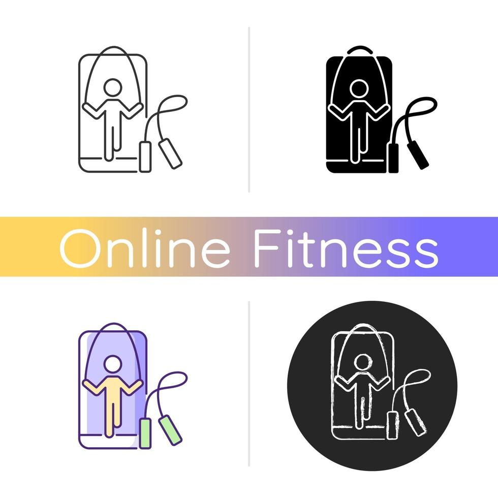 Online rope jumping workout icon. vector