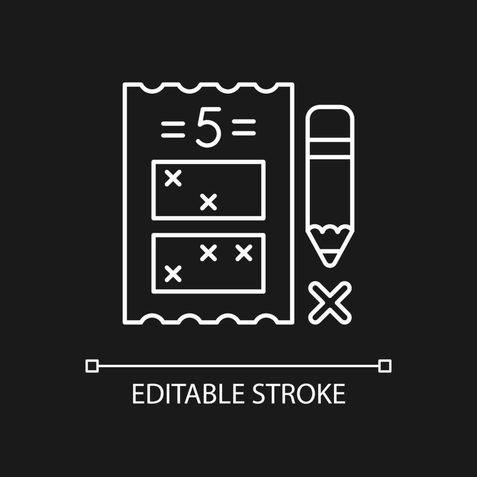 Five digit lottery game white linear icon for dark theme vector