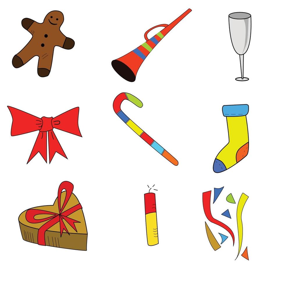 Set of New Year doodles vector