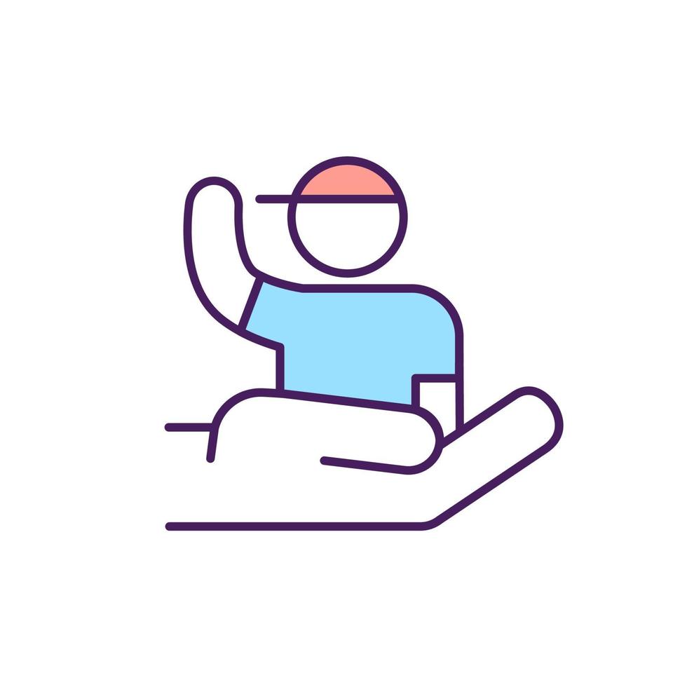 Sending and hosting volunteer RGB color icon. vector