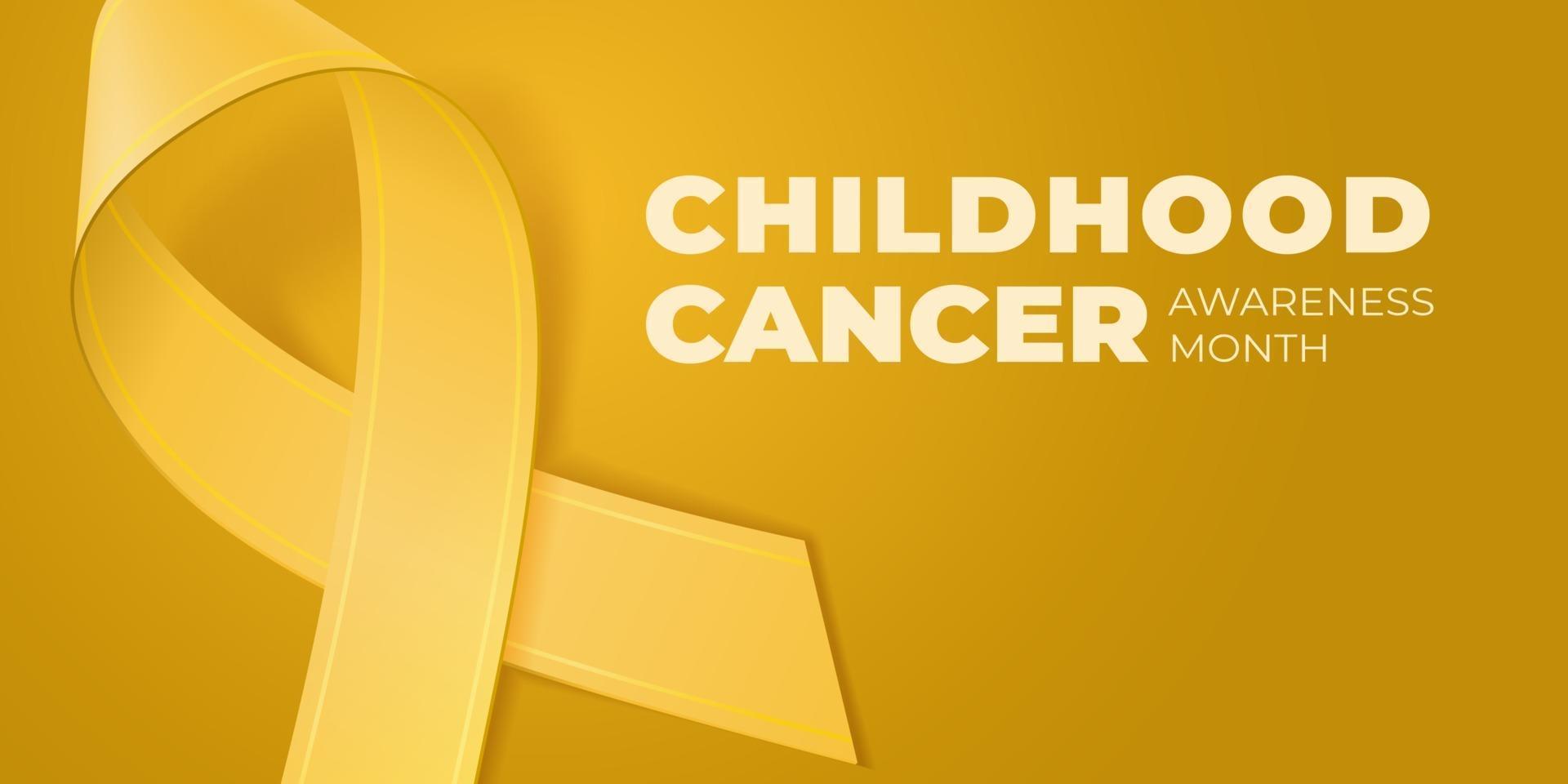 Banner with yellow ribbon. Childhood Cancer Awareness Month. vector