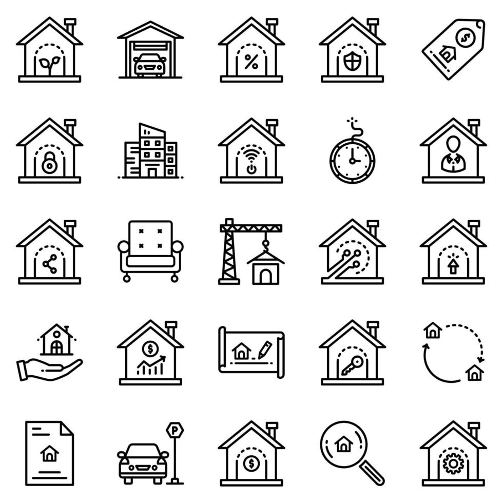 Real Estate Icon set - vector illustration .