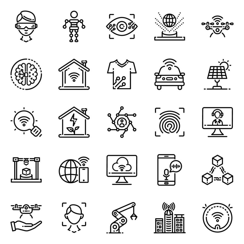 conjunto de iconos de tecnología - ilustración vectorial. vector