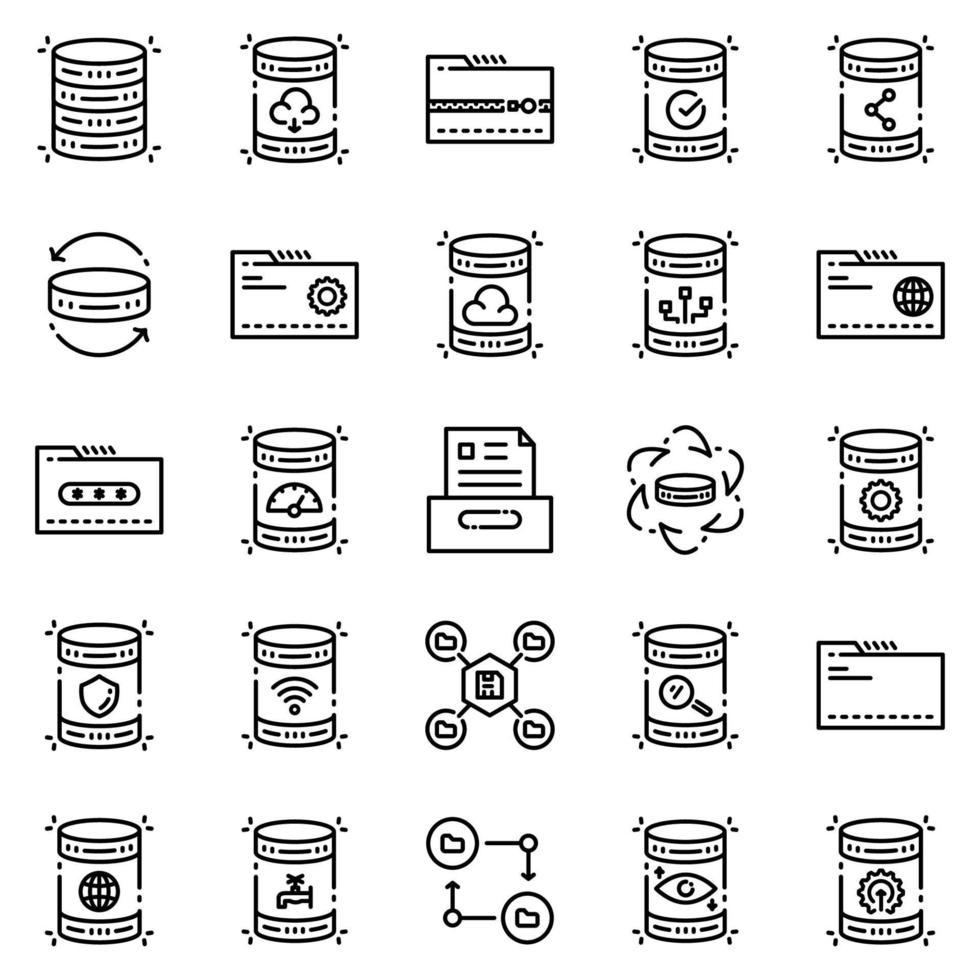 conjunto de iconos de base de datos - ilustración vectorial. vector