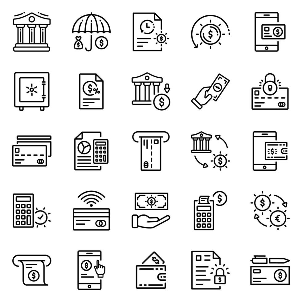 conjunto de iconos de finanzas - ilustración vectorial. vector