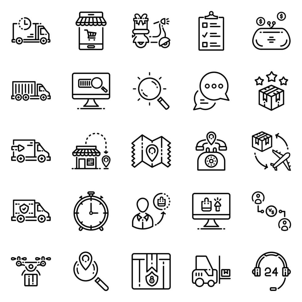 conjunto de iconos de entrega - ilustración vectorial. vector
