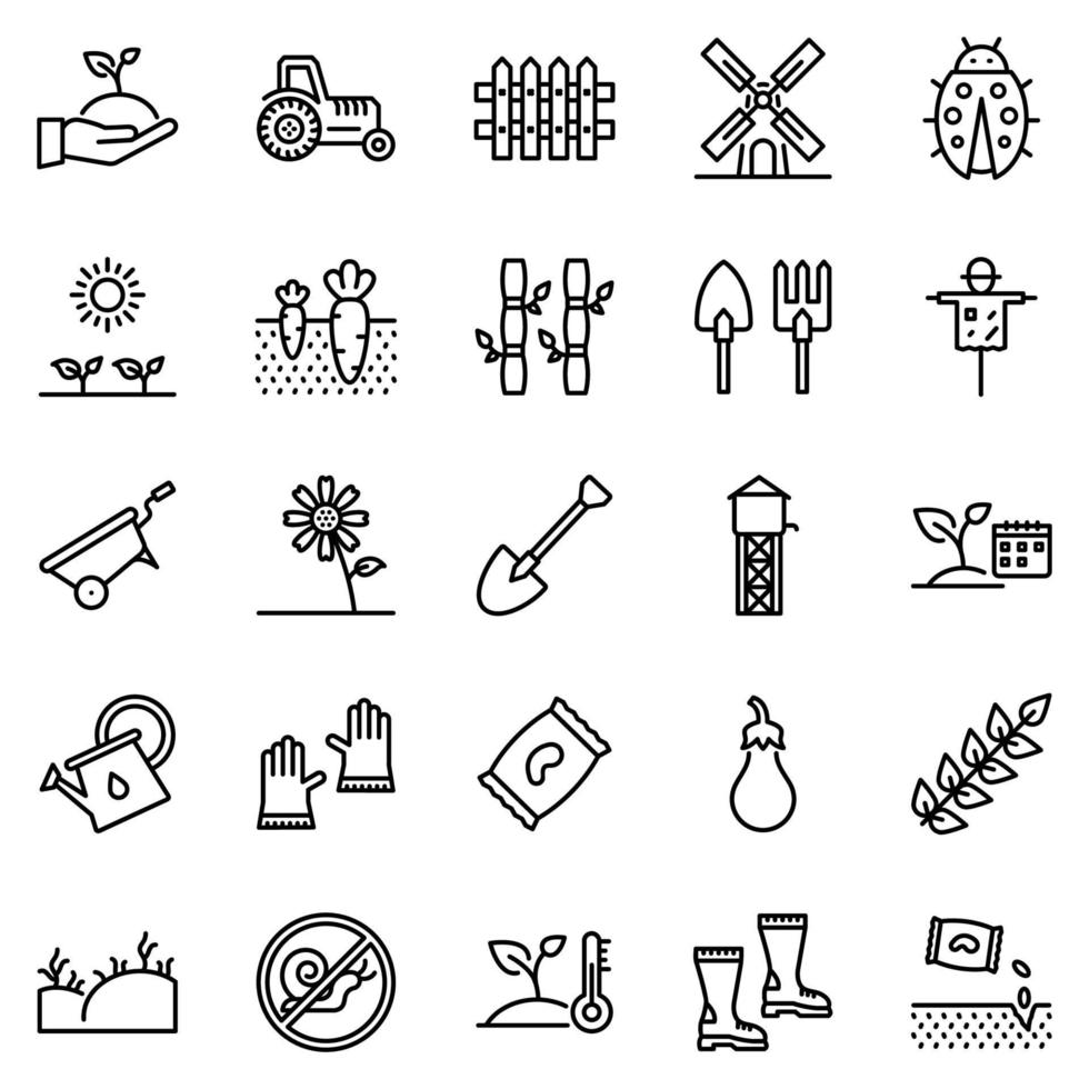 conjunto de iconos de agricultura - ilustración vectorial. vector