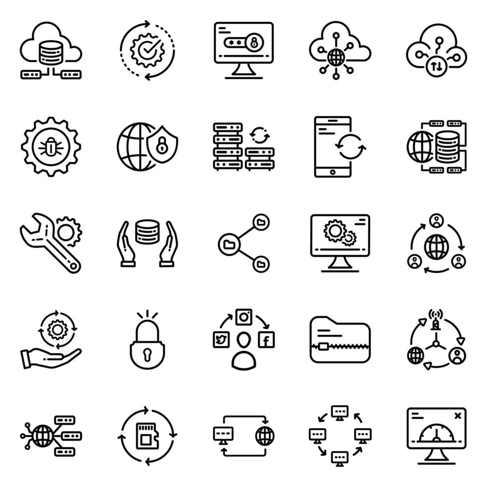 Network icon set - vector illustration .