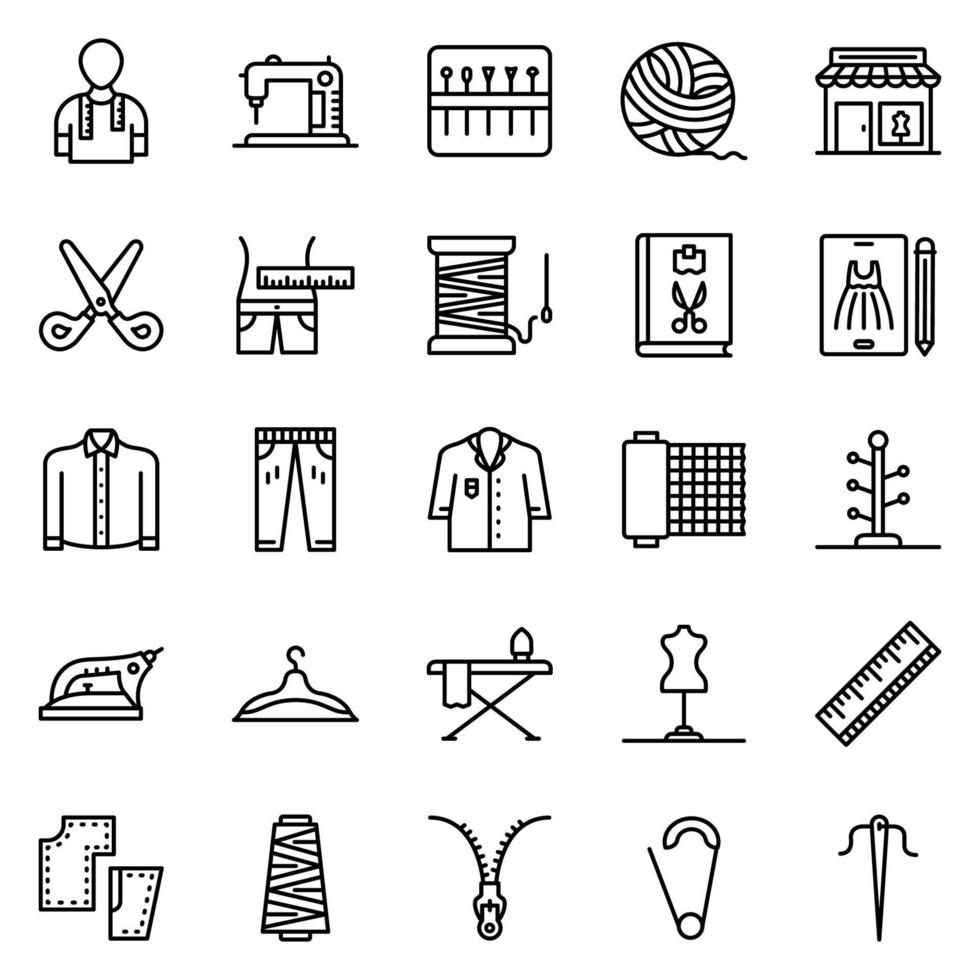 Tailor icon set - vector illustration .