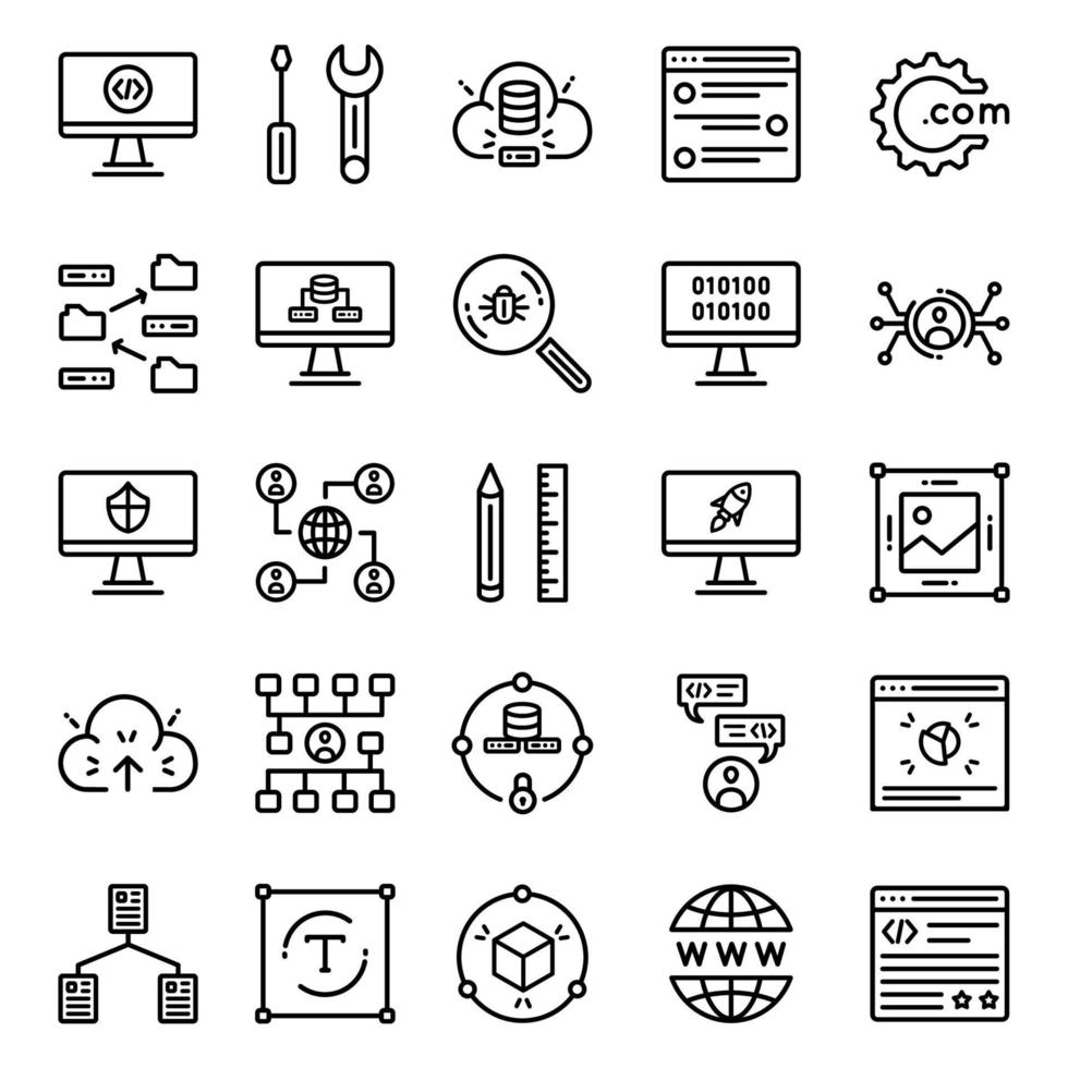 Seo Development icon set - vector illustration .