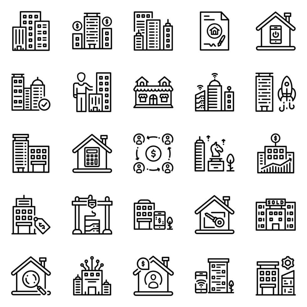 conjunto de iconos de propiedad - ilustración vectorial. vector