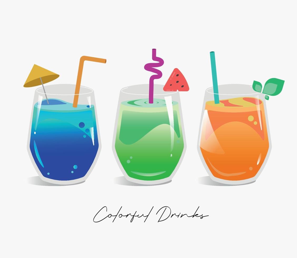 Three colored drinks vector