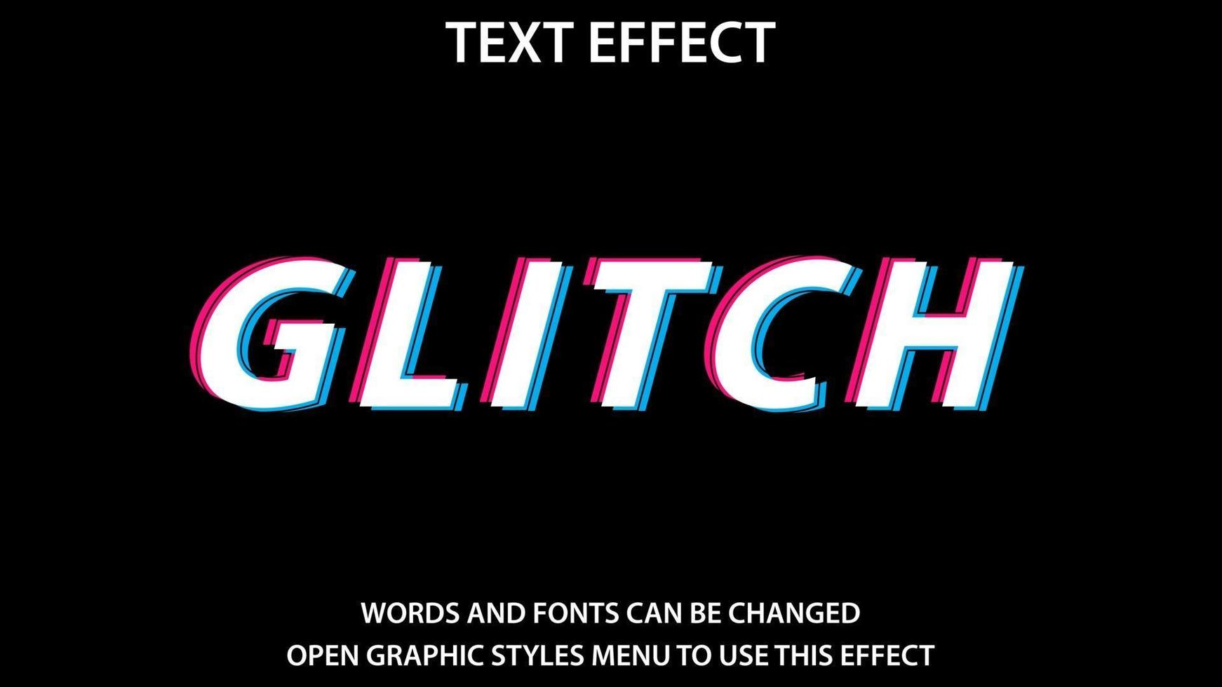 plantilla de efecto de texto de color blanco estilo glitch vector