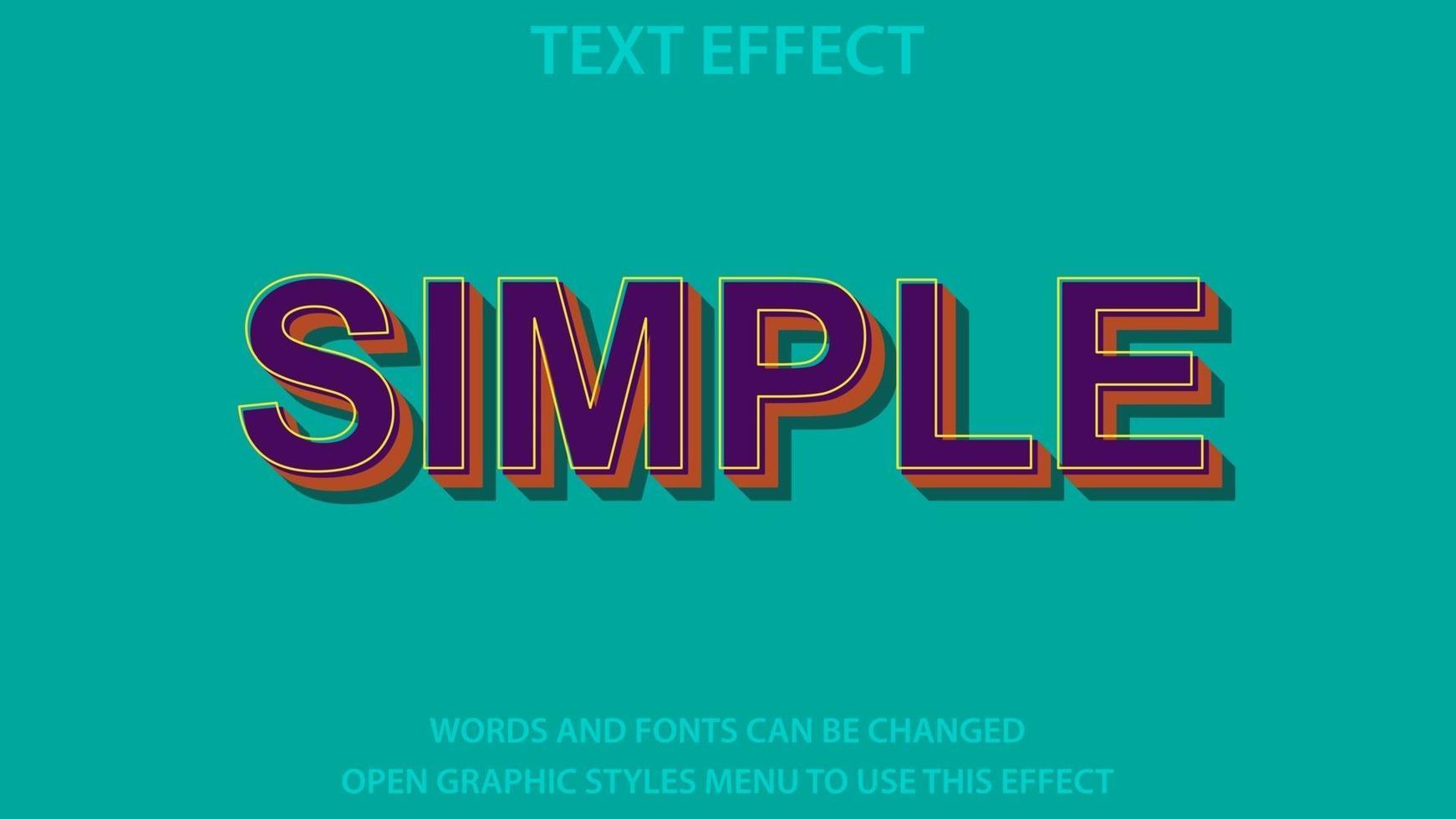 plantilla de efecto de texto de color púrpura de estilo simple vector