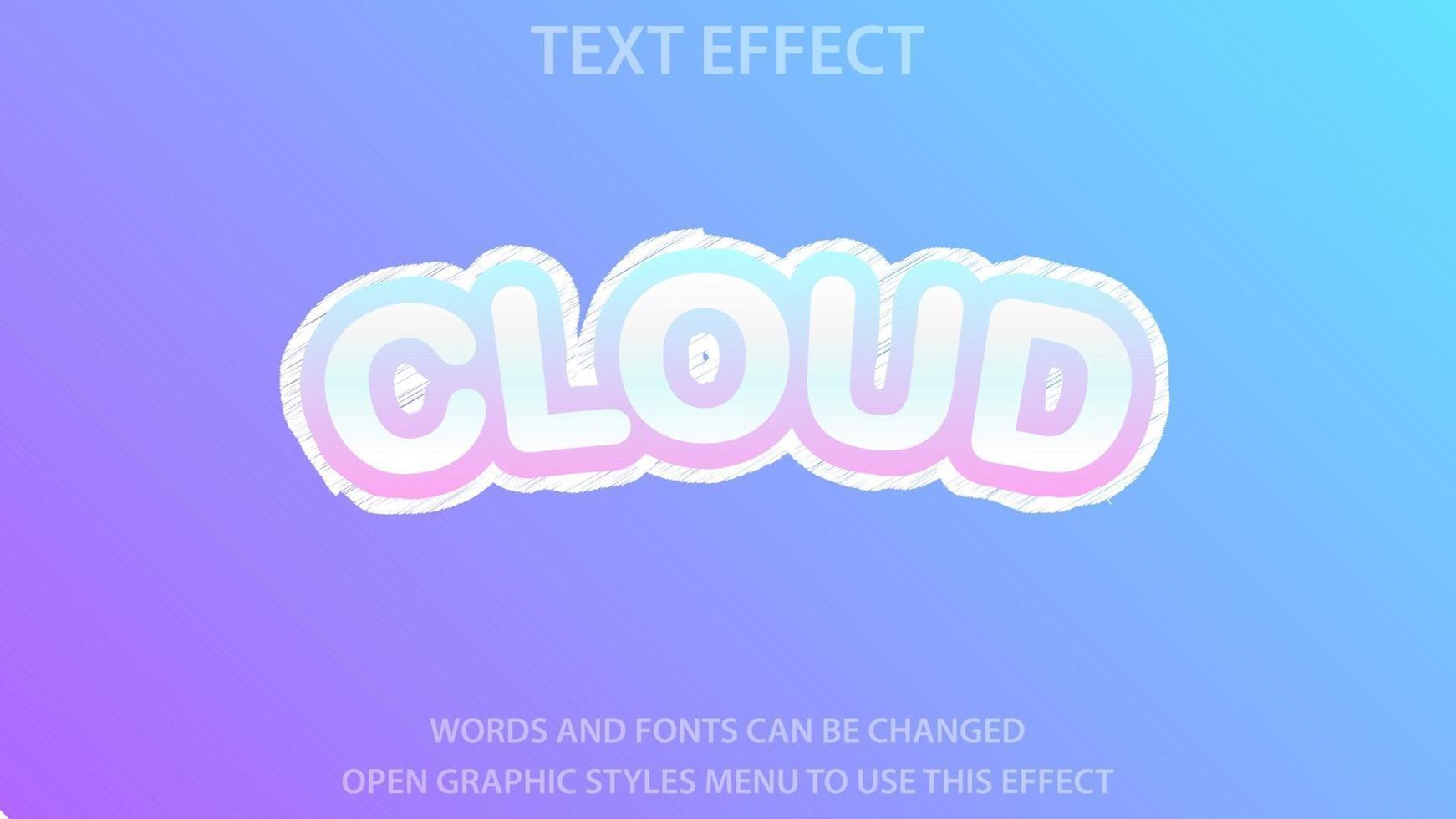 plantilla de efecto de texto de nube. editable. eps 10 vector