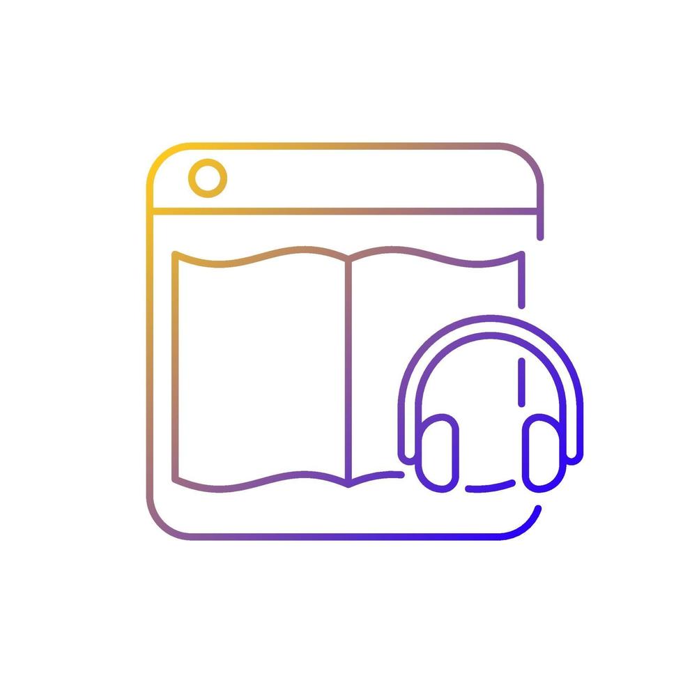 audiolibro plataformas en línea gradiente icono de vector lineal