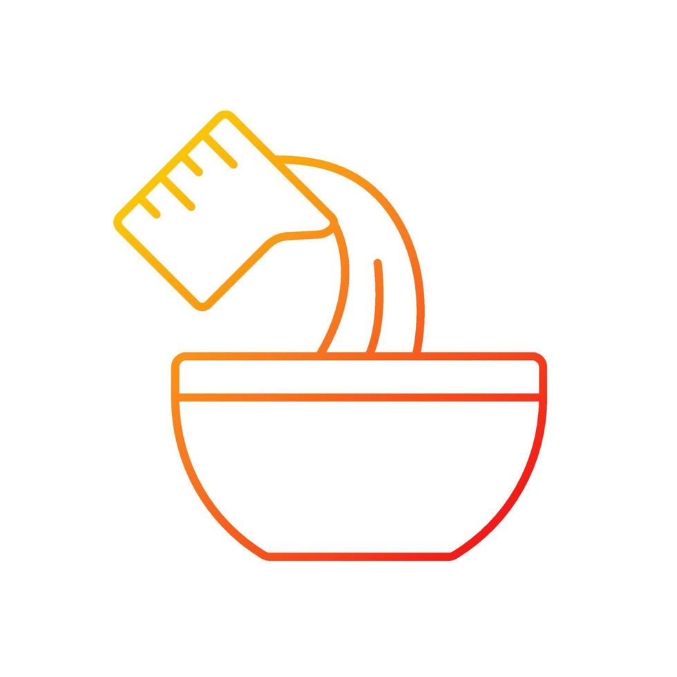 Pour cooking ingredient gradient linear vector icon