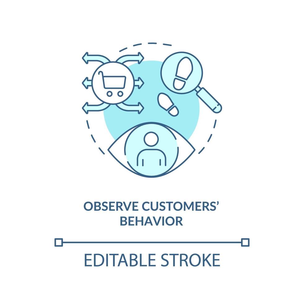 Observe customers behavior blue concept icon vector