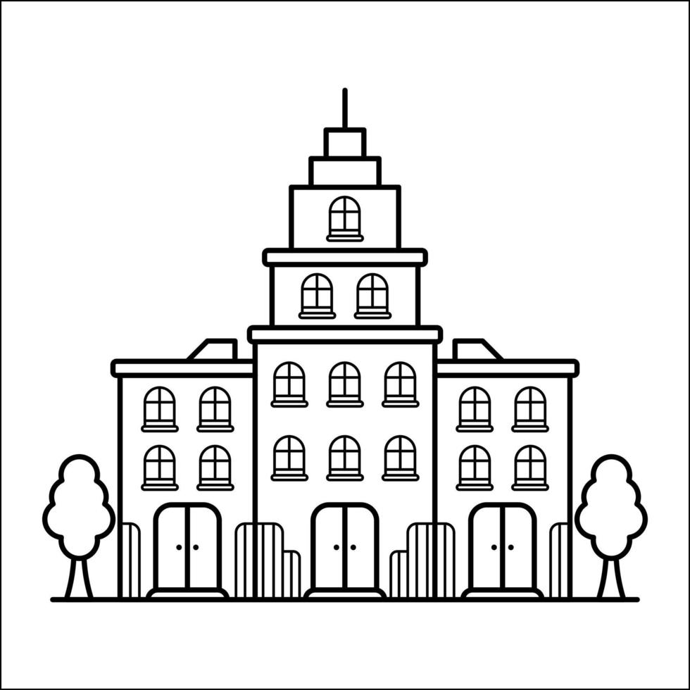 City Building Outline Design for Drawing Book Style sixteen vector