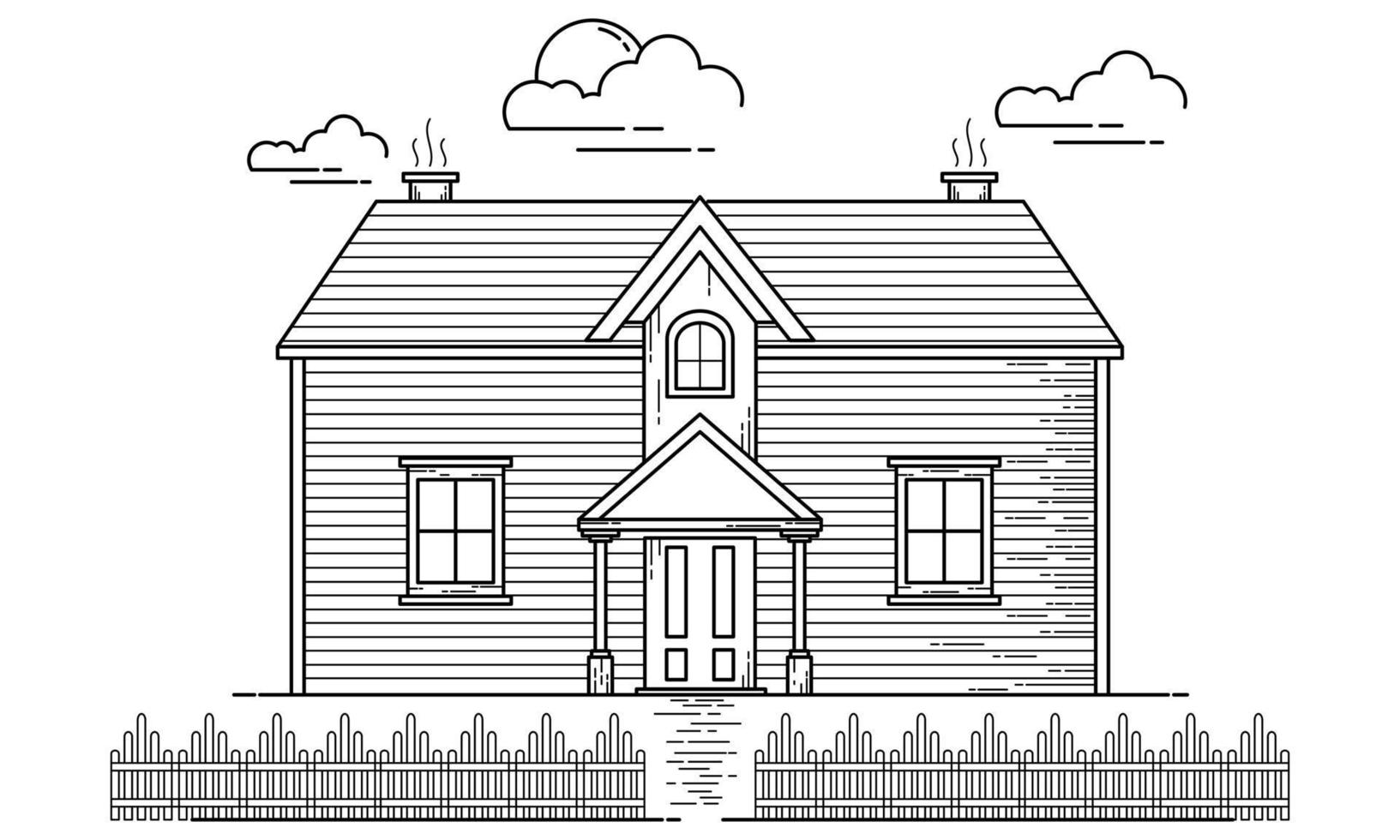 House Building Outline Design for Drawing Book Style ten vector