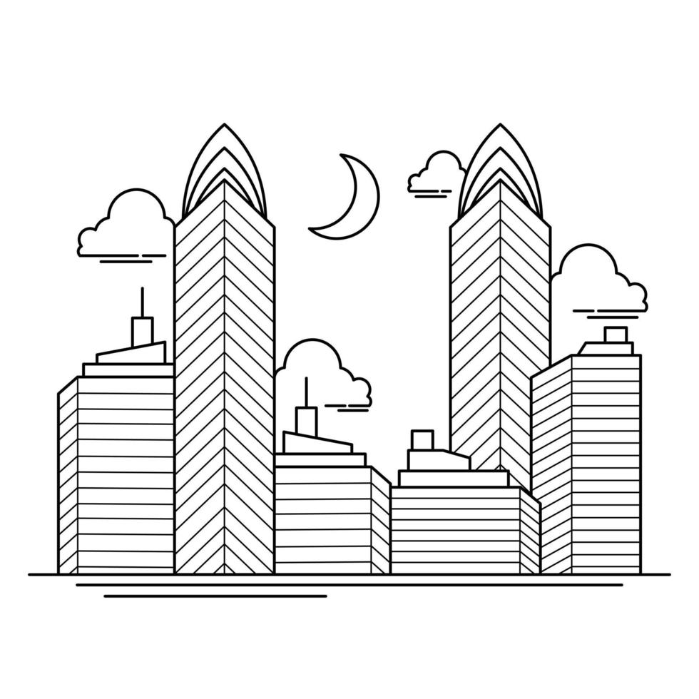 City Building Outline Design for Drawing Book Style twelve vector