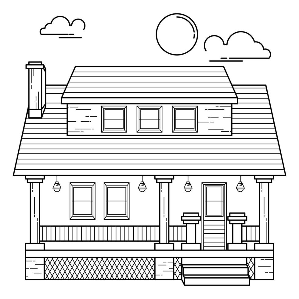 House Building Outline Design for Drawing Book Style eleven vector