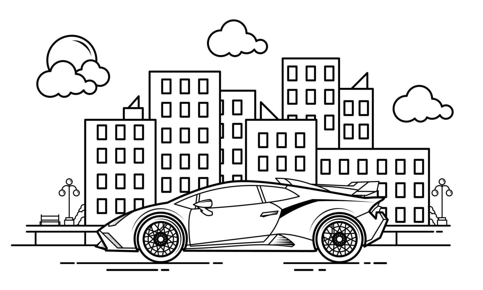 Sport Car Outline Design for Drawing Book Style one vector