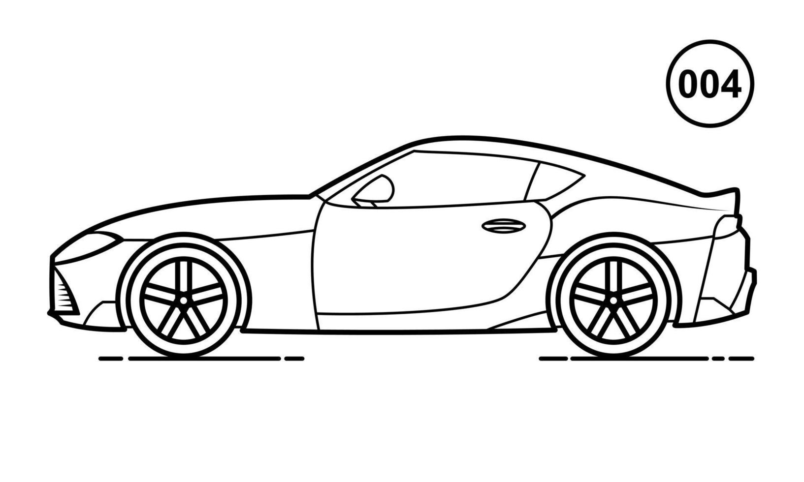 diseño de esquema de coche deportivo para el estilo de libro de dibujo 004 vector