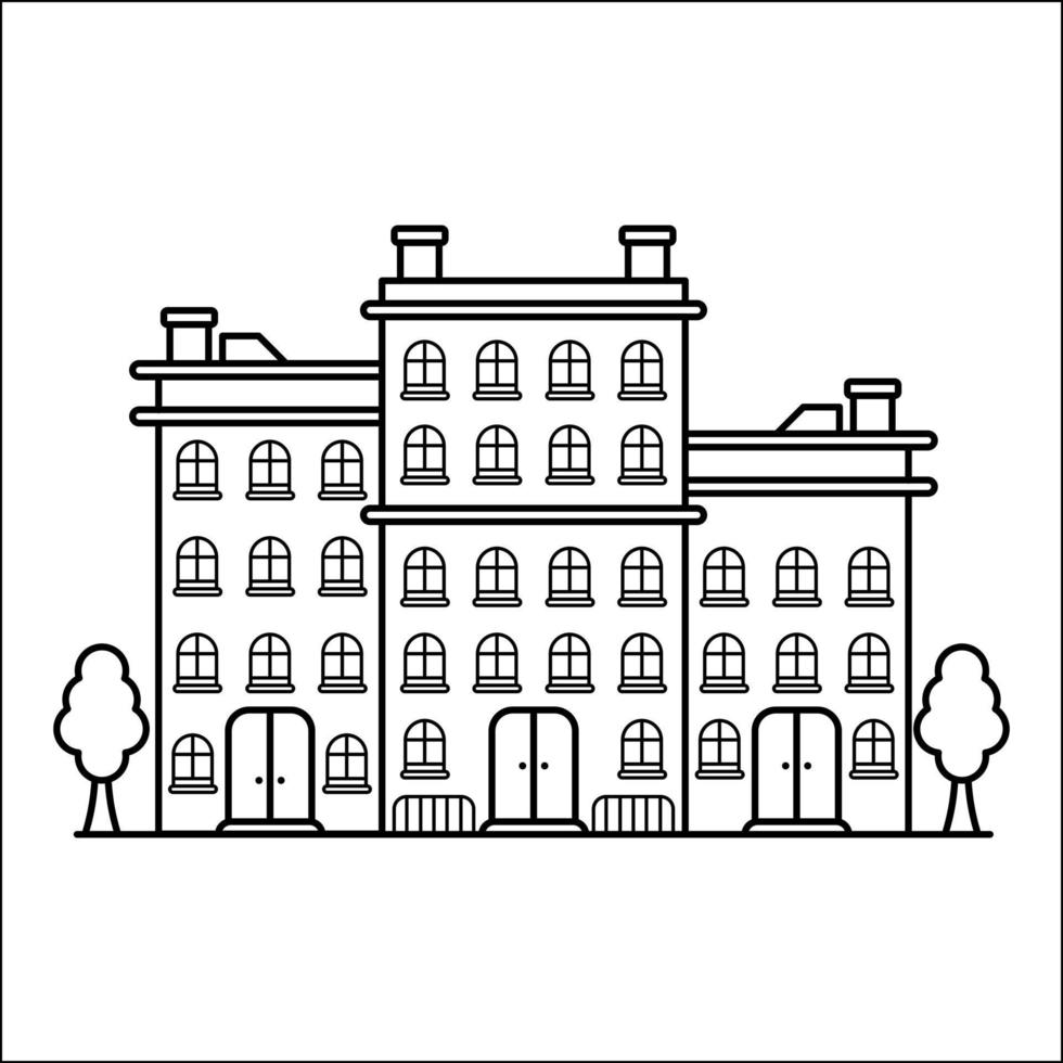 City Building Outline Design for Drawing Book Style thirteen vector