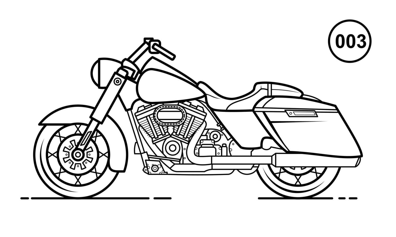 diseño de esquema de motocicleta para el estilo de libro de dibujo 003 vector