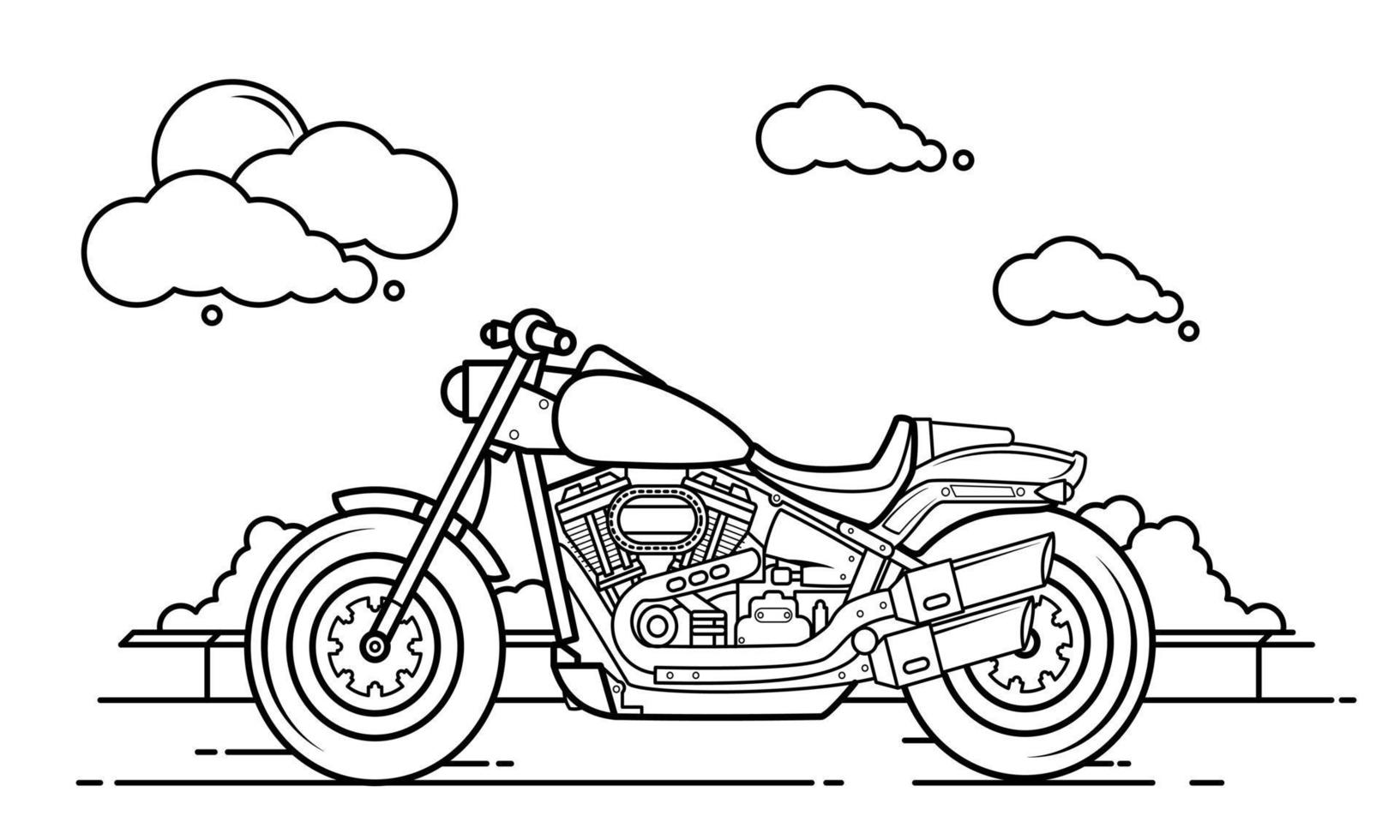 Motorcycle Outline Design for Drawing Book Style two vector
