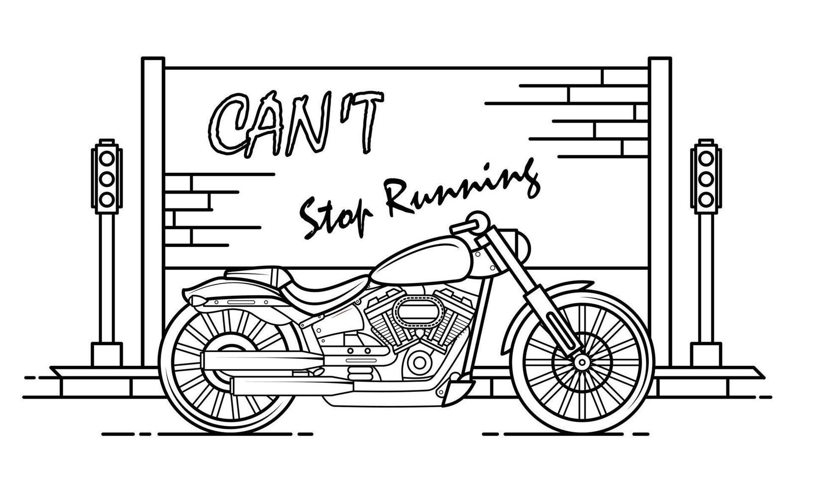 Motorcycle Outline Design for Drawing Book Style four vector