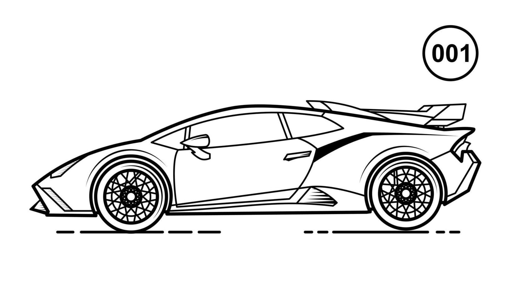diseño de esquema de coche deportivo para el estilo de libro de dibujo 001 vector