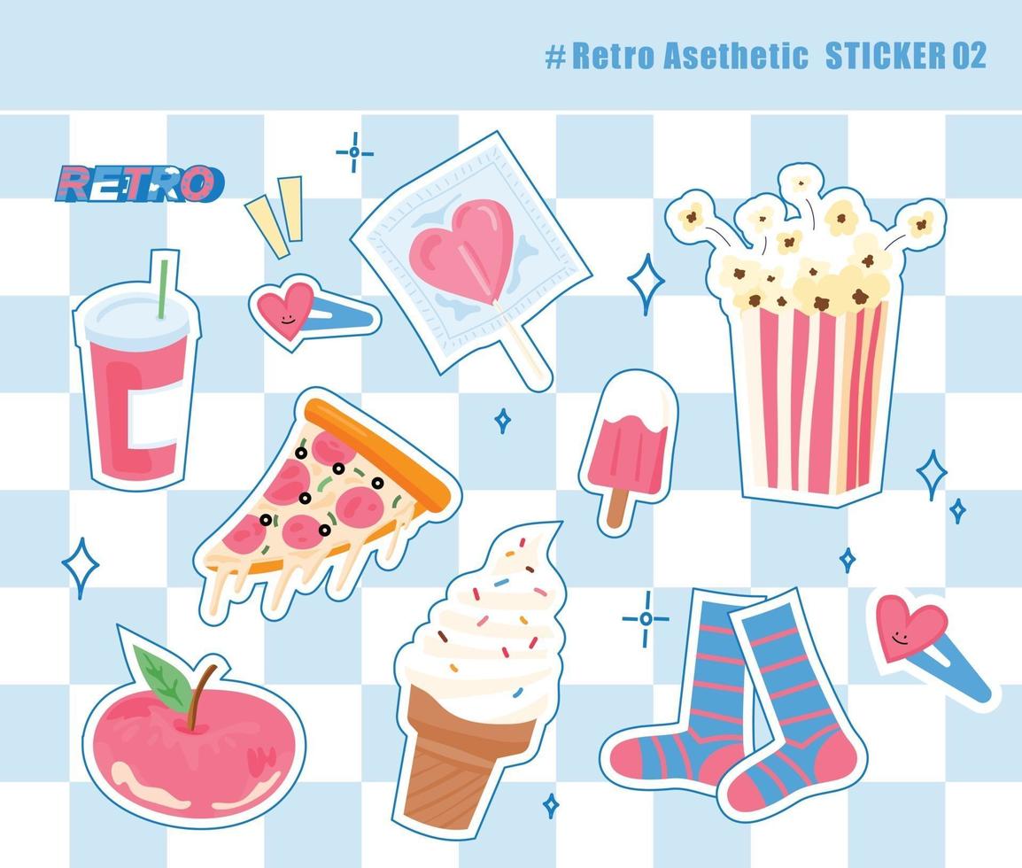 Stickers of sweet and cute objects vector