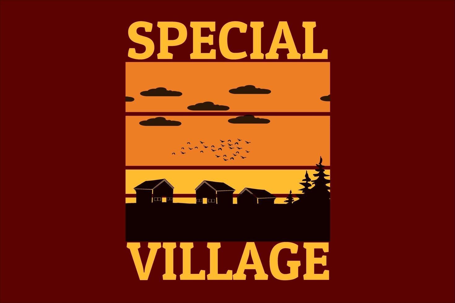 village special silhouette retro design vector