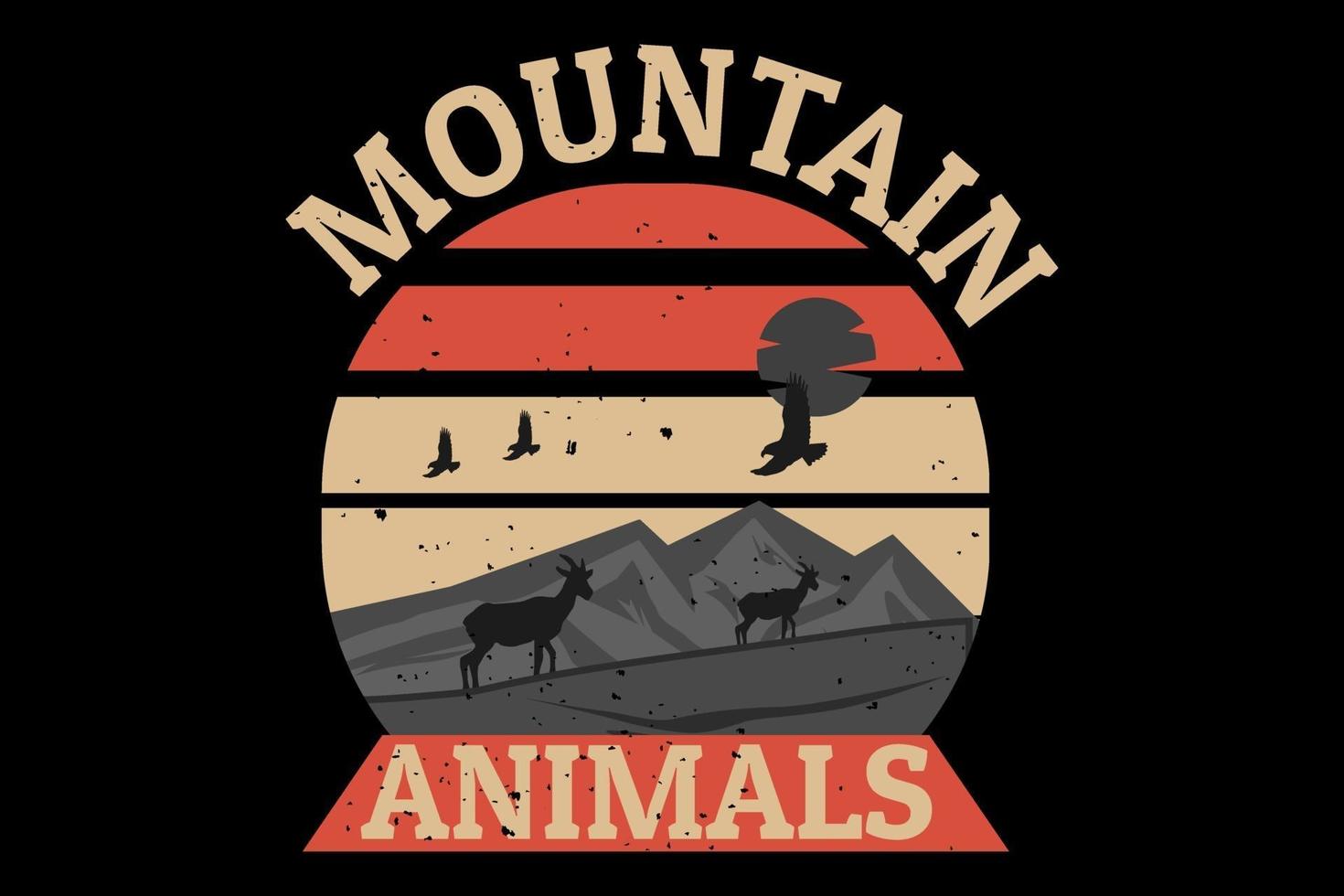 diseño retro de silueta de animales de montaña vector