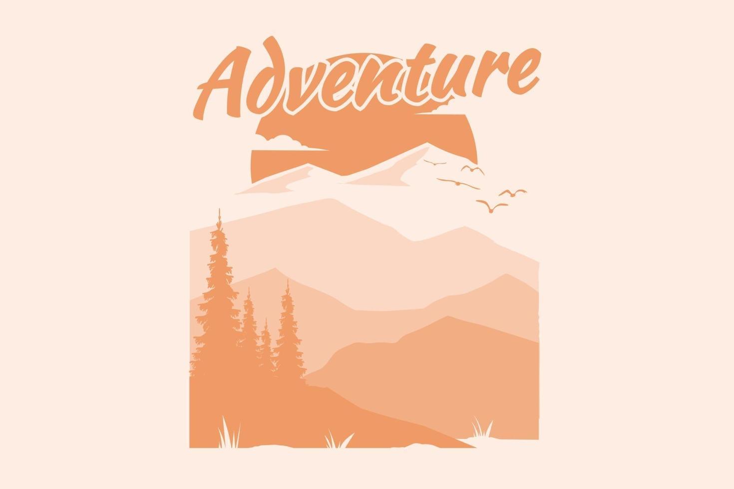 adventure mountain flat hand drawn vector