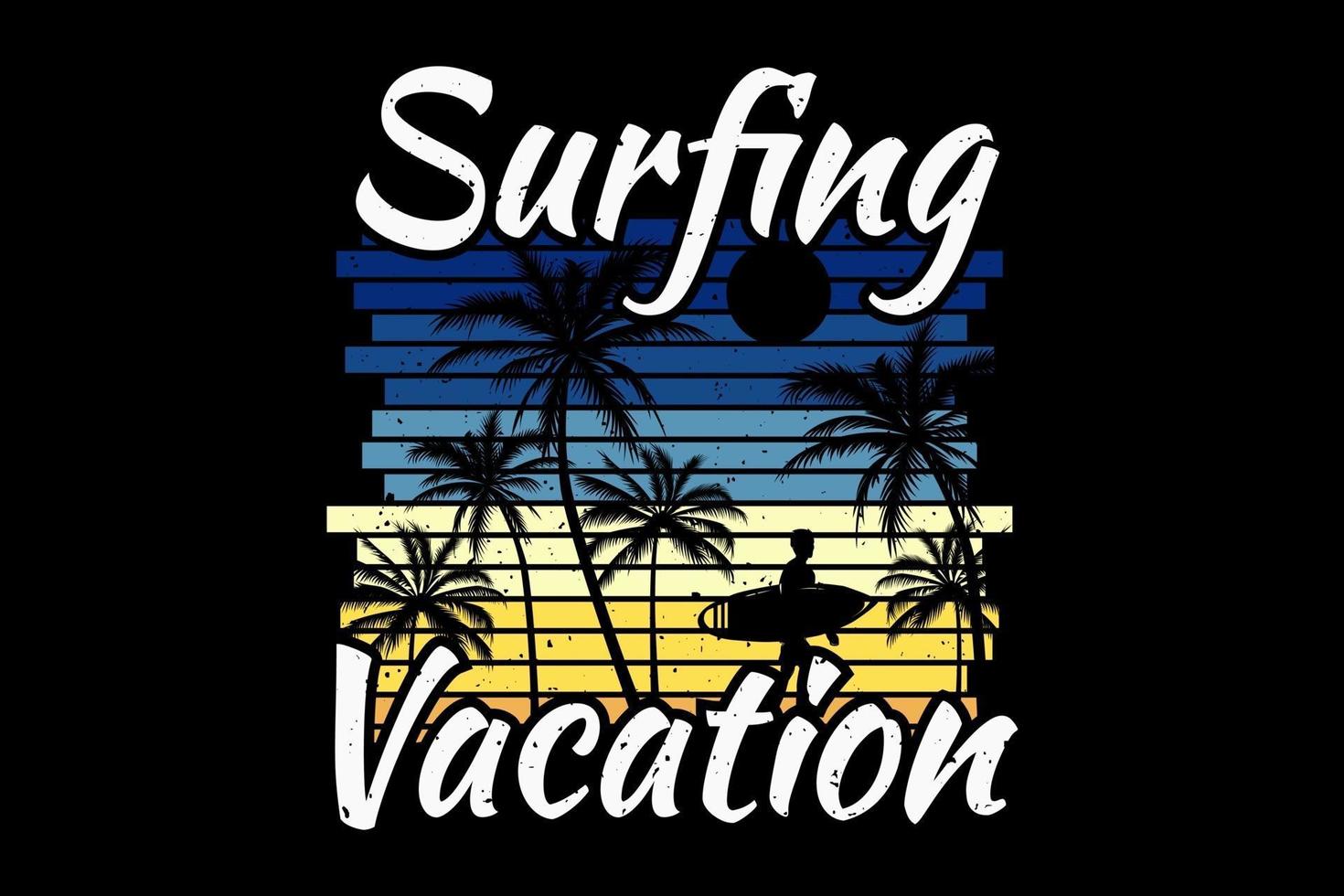 surf vacaciones surf estilo palma vector