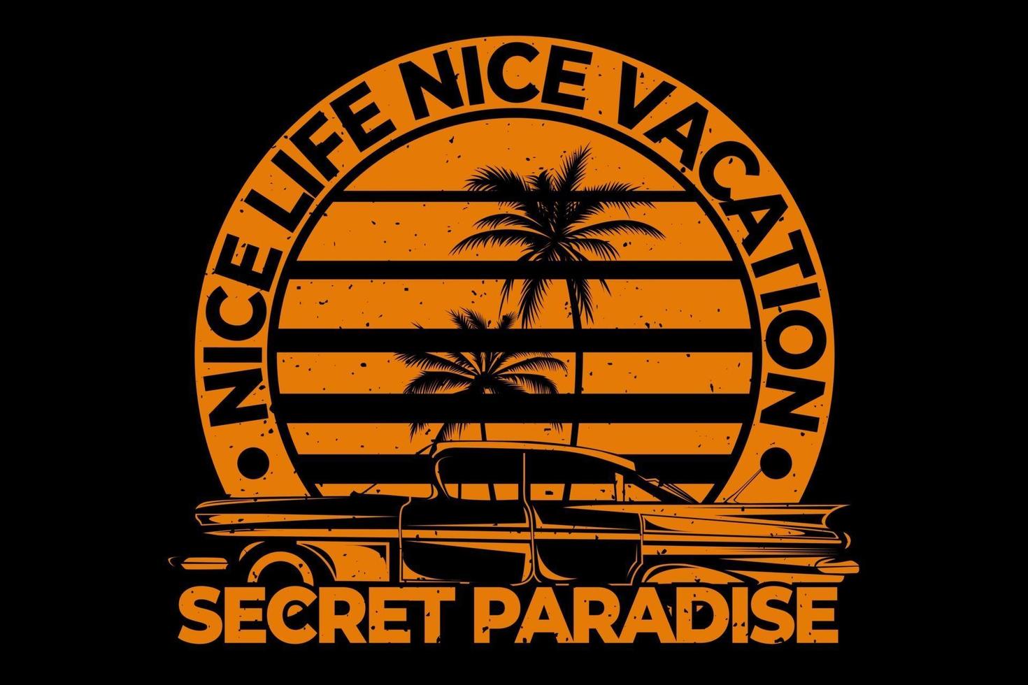 bonita vida vacaciones secreto paraíso estilo de coche vector