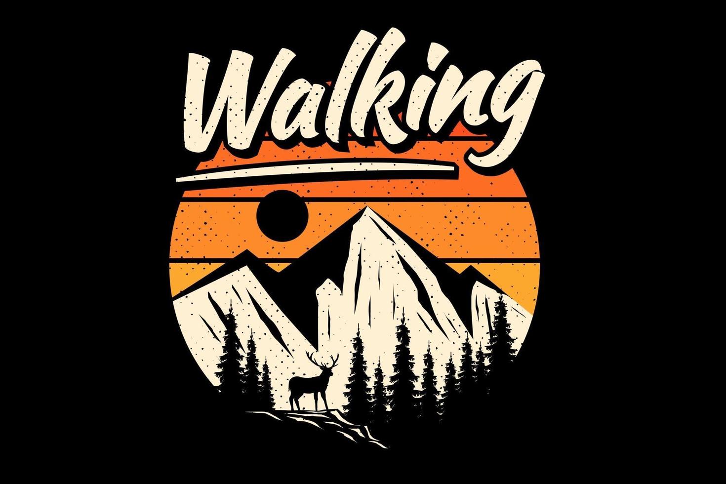 walking mountain deer nature vector